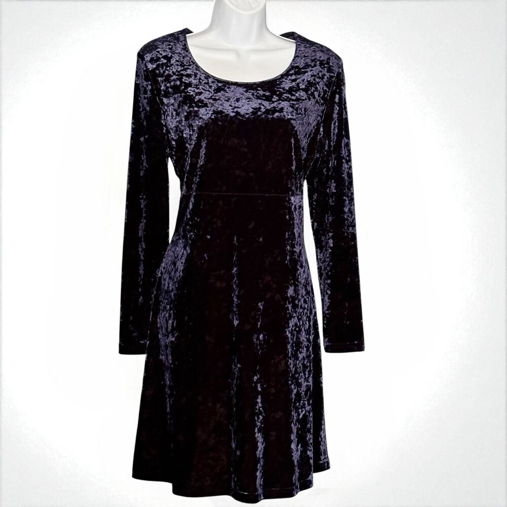 Vintage Byer Studio Blue Velvet Dress Sz 8 Whimsigoth Shimmering A-Line Elegant